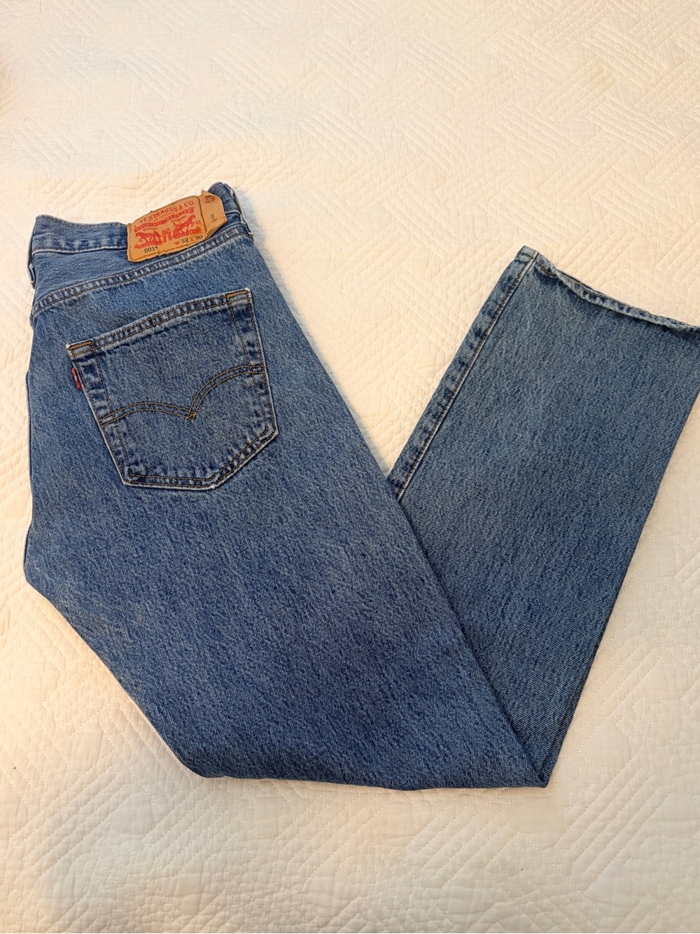 Levi’s 501 Straight Leg Denim Jeans Mid Wash 32W x 30L